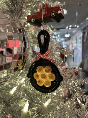 Skillet of Biscuits Mercury Glass Ornament
