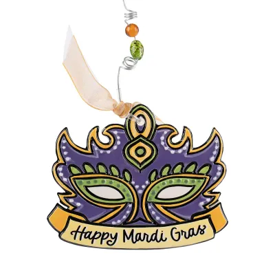 Happy Mardi Gras Mask Flat Ornament