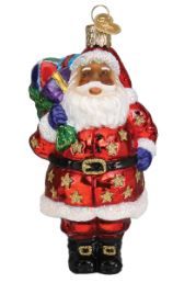 Jolly African American Santa Ornament