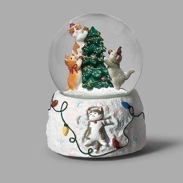 Cats with Tree Musical Snow Globe