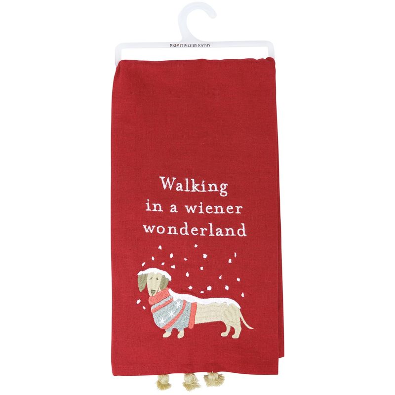 Walking in a Wiener Wonderland Dachshund Kitchen Towel