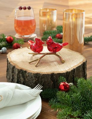 Acrylic Cardinals on Gold Branch Figure