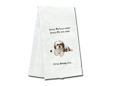 Shih Tzu, tan &amp; white Kitchen Towel