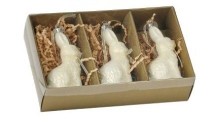 Glass White Chocolate Bunny Ornaments Box of 3