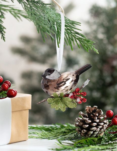 Kissing Krystal Winter Chickadee Ornament
