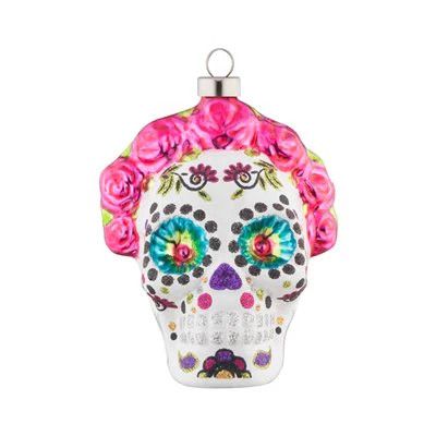 Dia de los Muertos Rose Skull Ornament