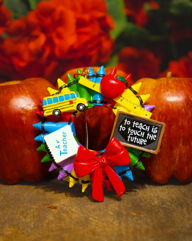 Crayon Wreath Teacher Ornament