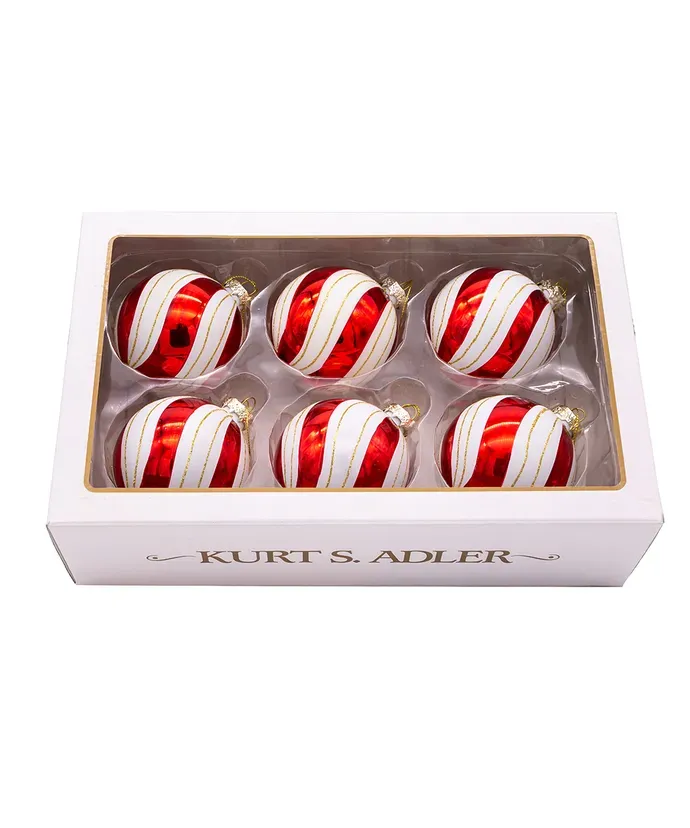 Glass Peppermint Ball Box of 6