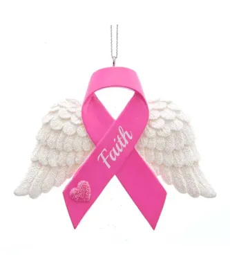 Winged Faith Pink Breast Cancer Ornament