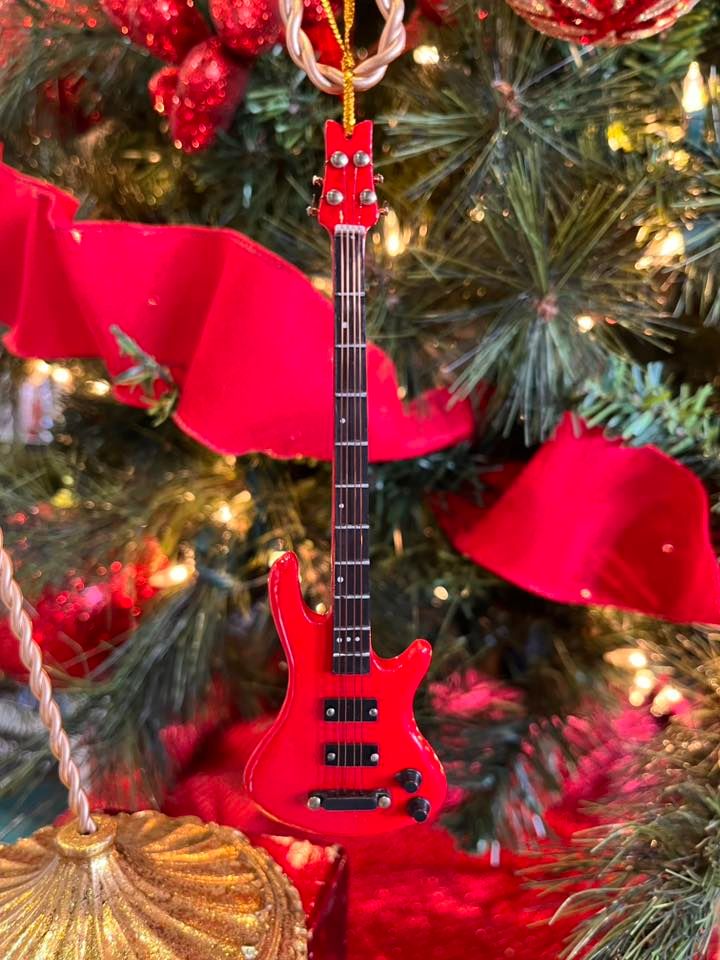 Red Bass Guitar Ornament