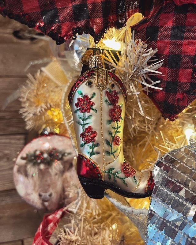 Christmas Cowgirl Boot Ornament
