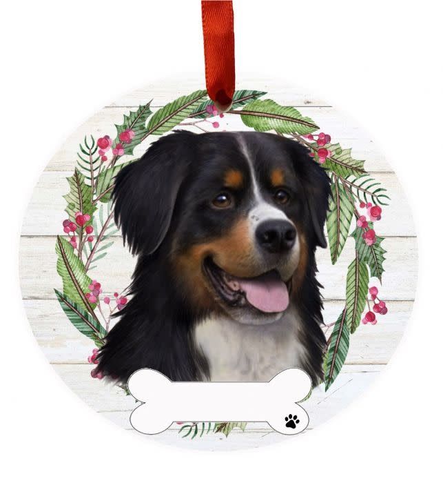 Bernese Mt. Dog Wreath Ornament