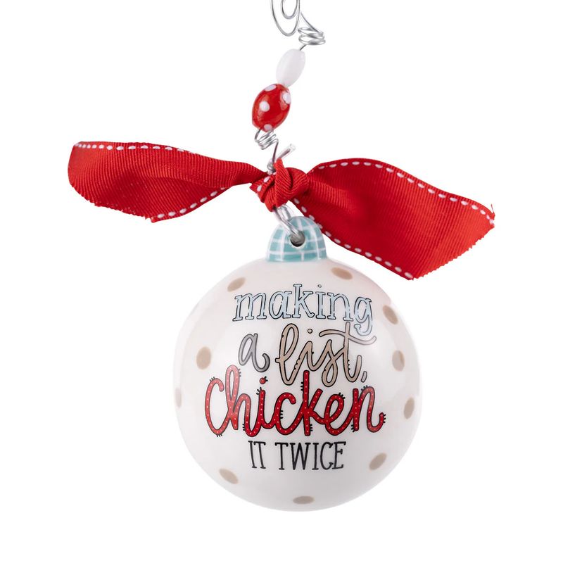 Making a List Chicken it Twice Ornament