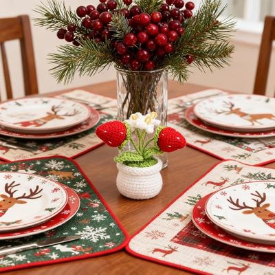 Crochet Strawberry Plant in Pot