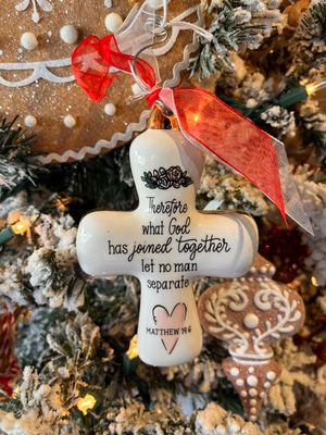 God Joined Together Puff Cross Ornament