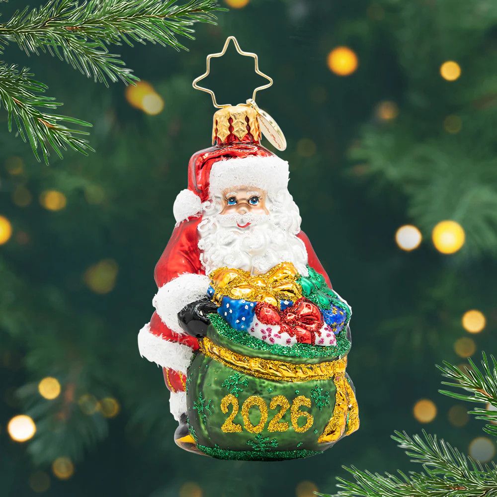 Santa's Yearly Gift Drop Gem Ornament