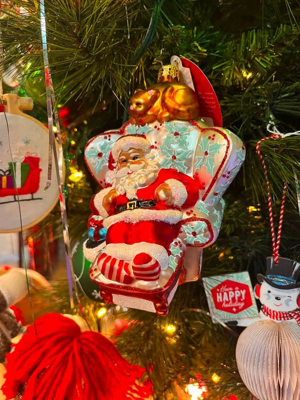 Cat Nap Santa Ornament