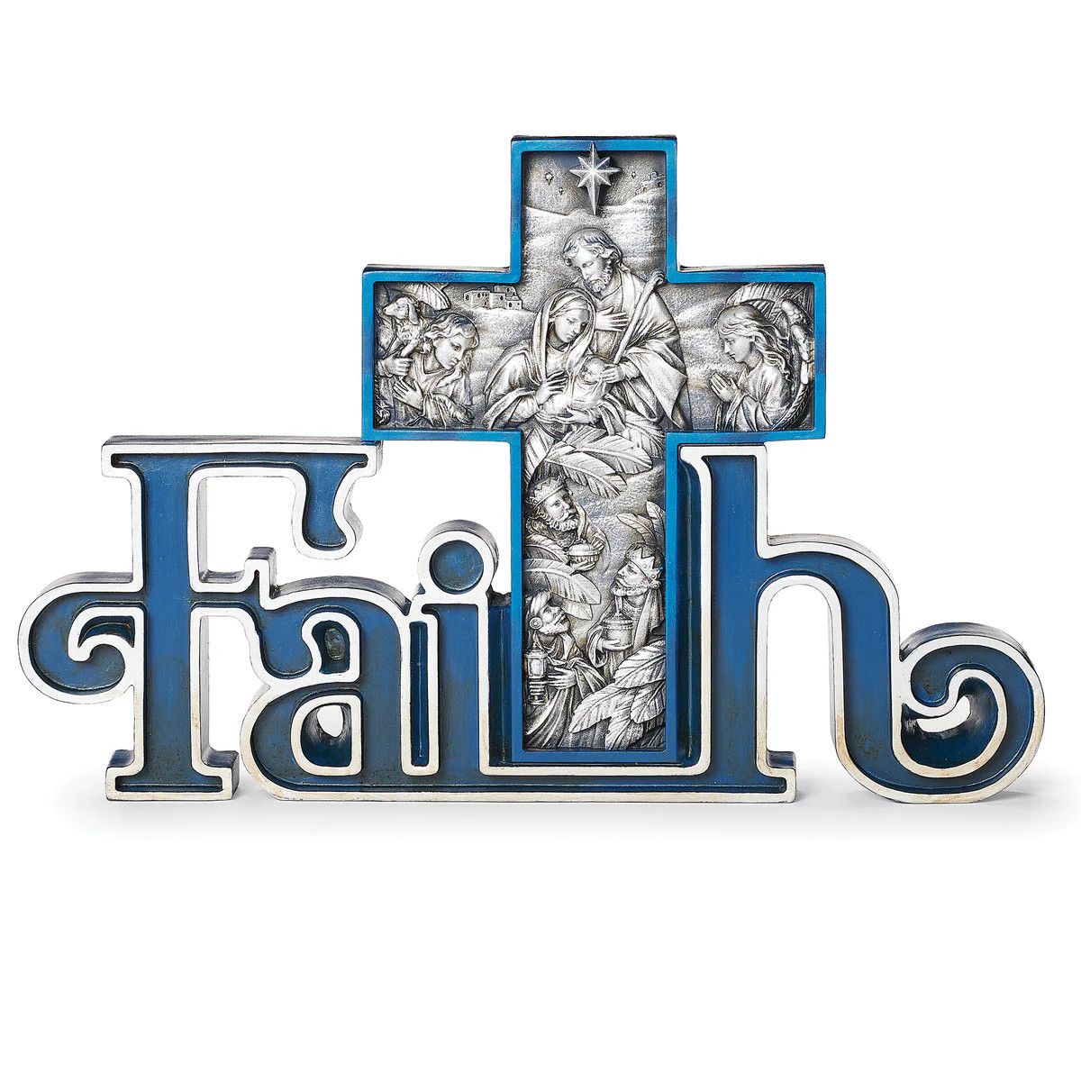 Blue Faith Nativity Cross