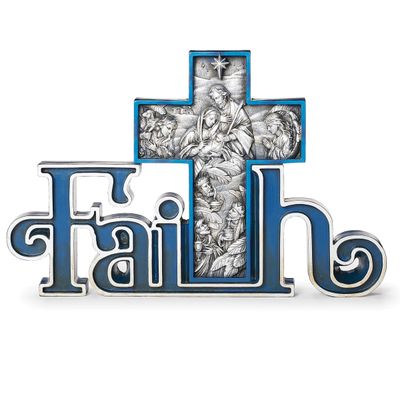 Blue Faith Nativity Cross