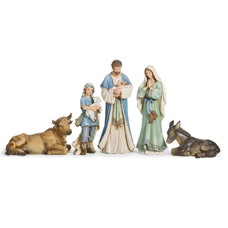 Soft Blue &amp; Green Nativity - 5pc set