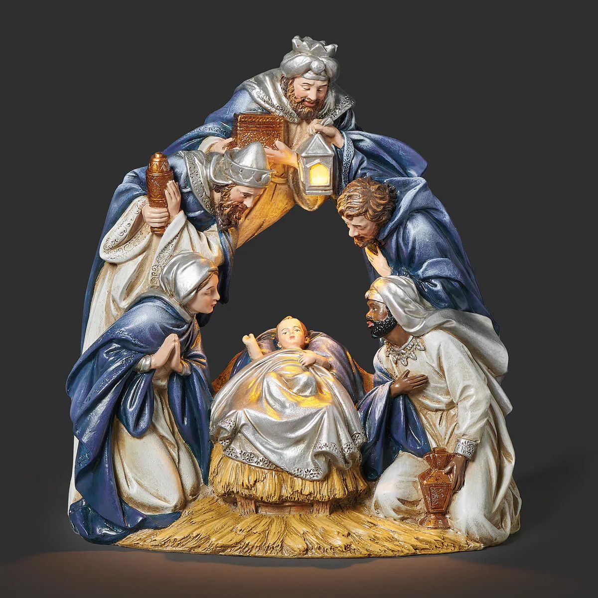 Lit Arching Blue Nativity