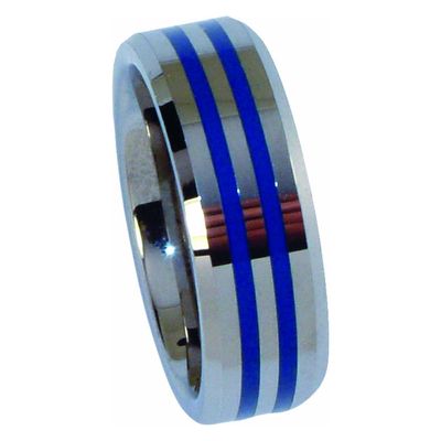 Double Blue Line Ring
