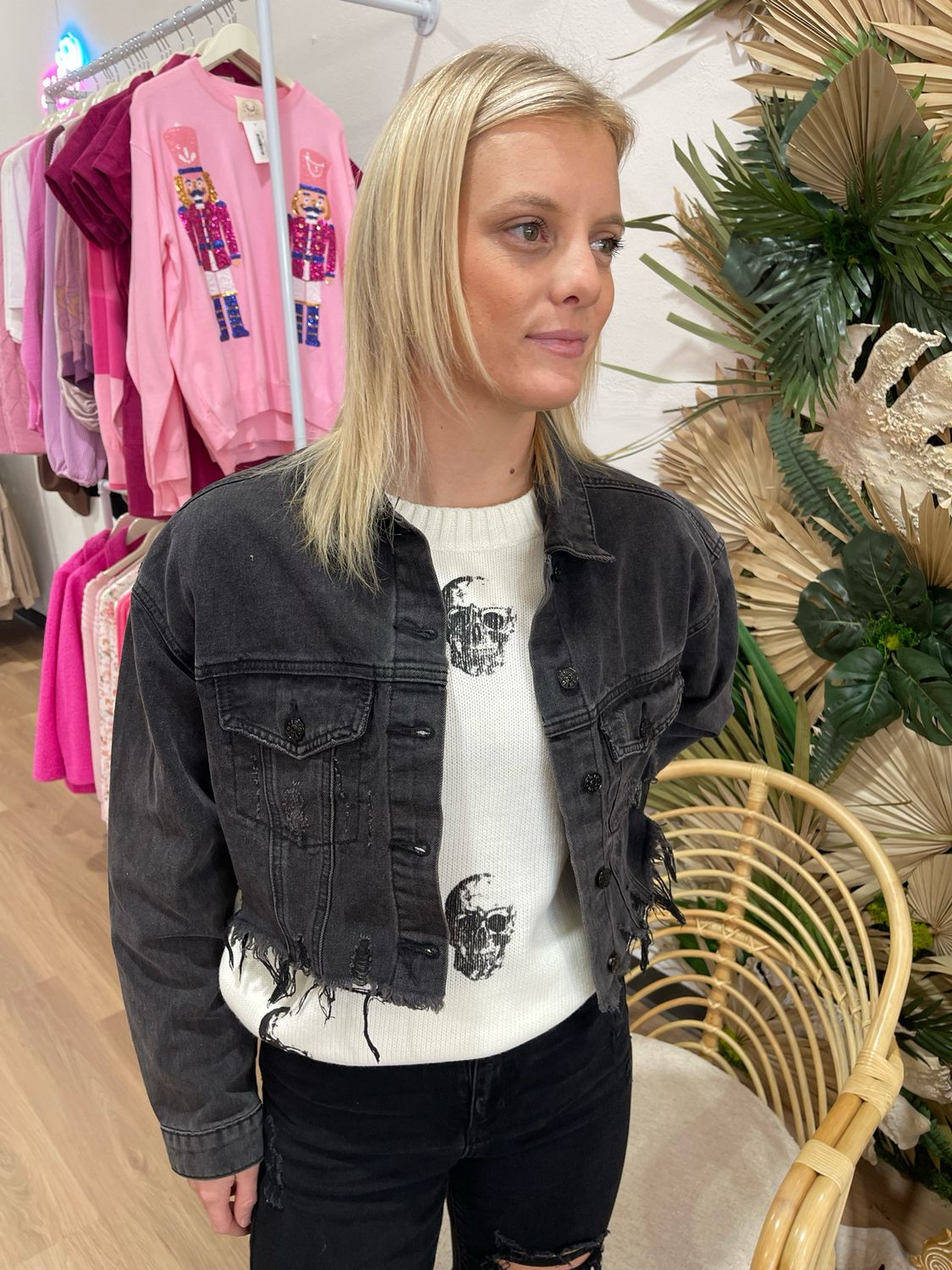 Stay Wild Cropped Denim Jacket