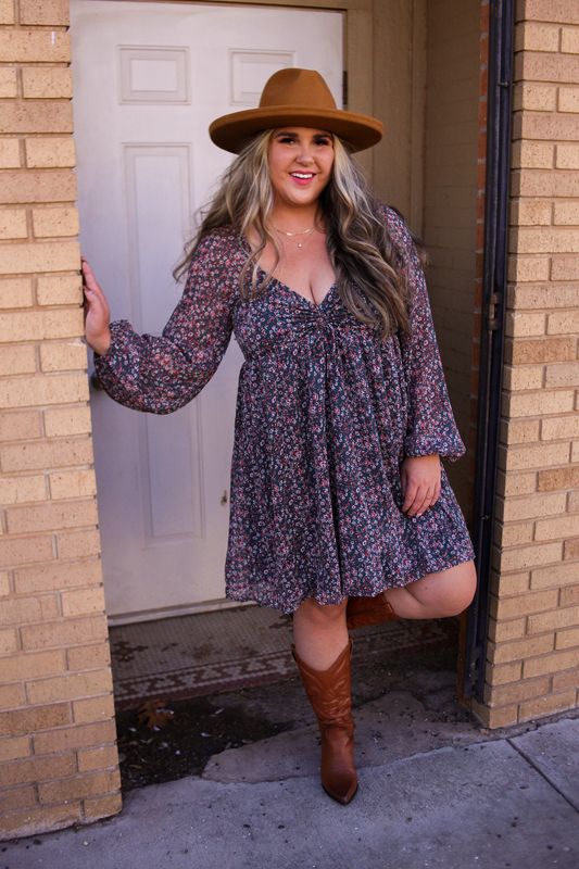 Floral Sweetheart Neck Mini Dress