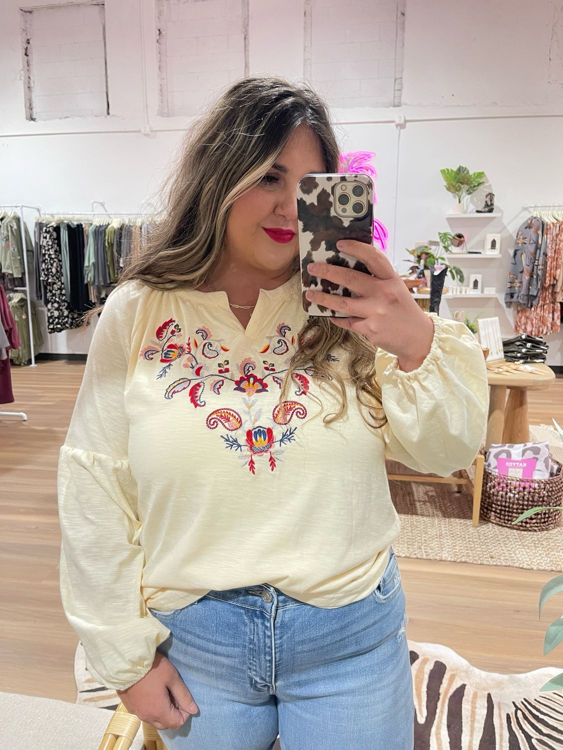 Paisley Floral Embroidery Blouse