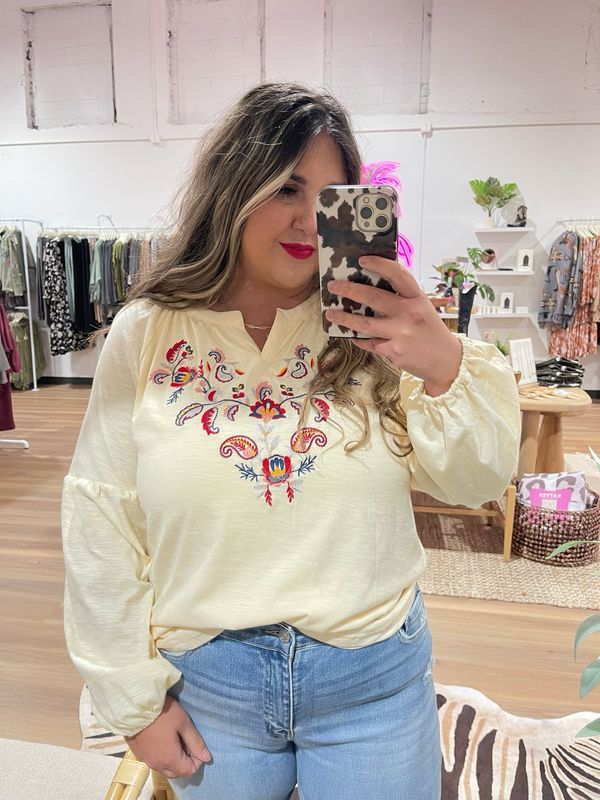 Paisley Floral Embroidery Blouse