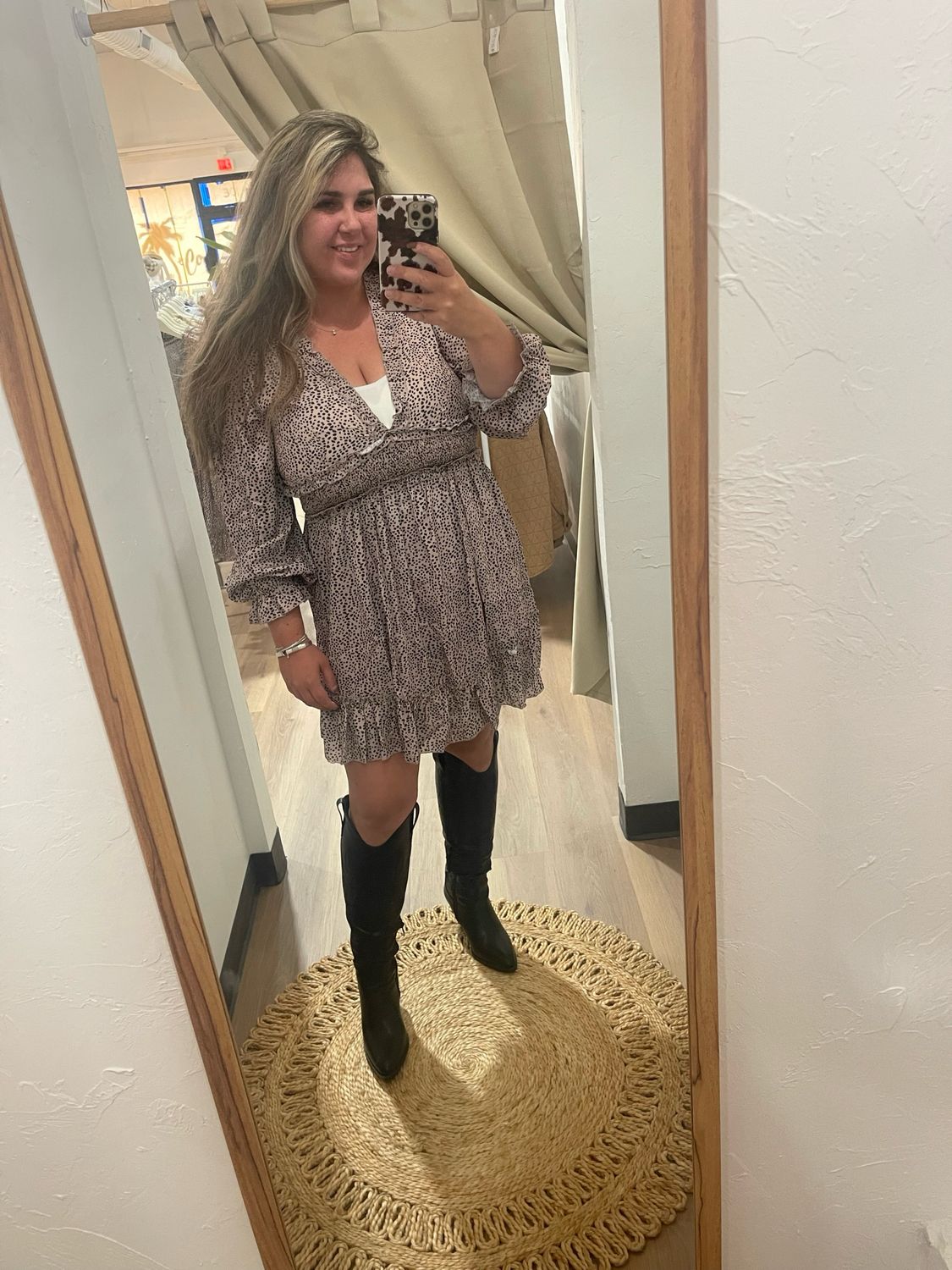 V Neck Ruffle Hem Dress