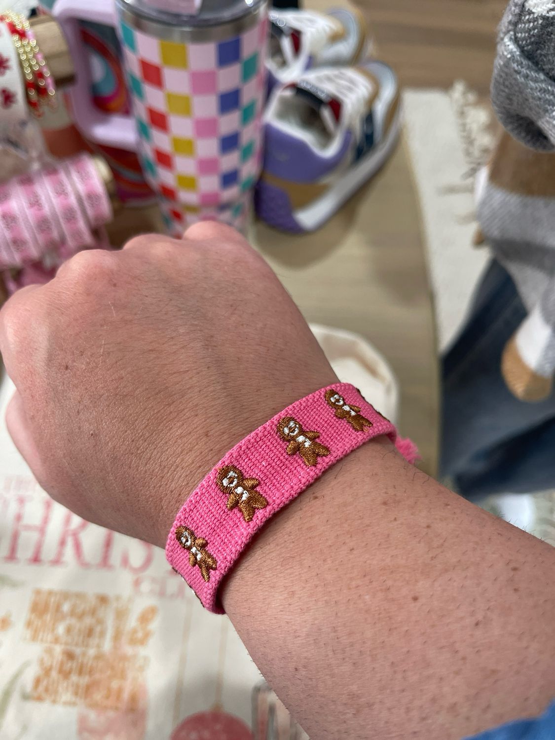 Gingerbread Pink Embroidery Bracelet