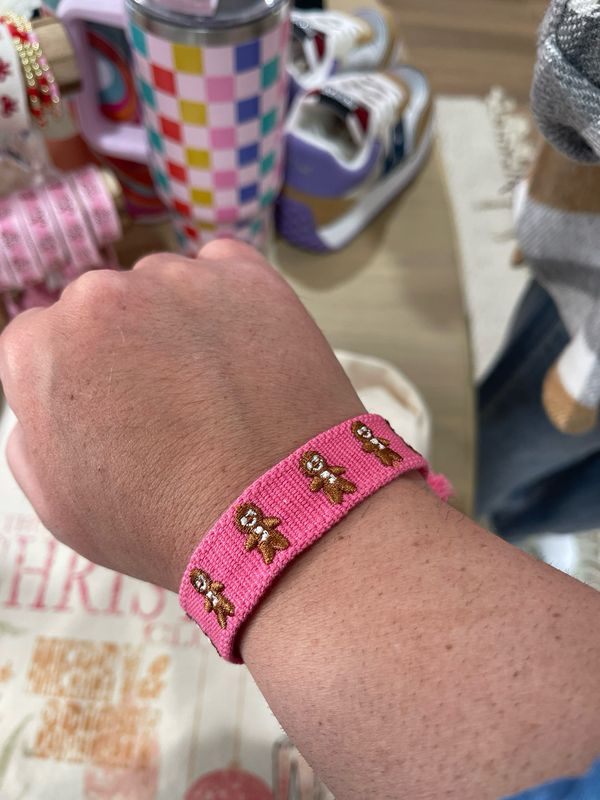 Gingerbread Pink Embroidery Bracelet