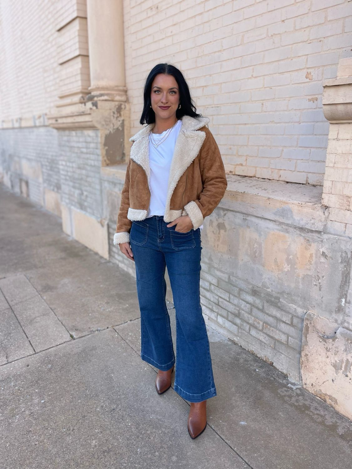 Faux Suede Biker Jacket