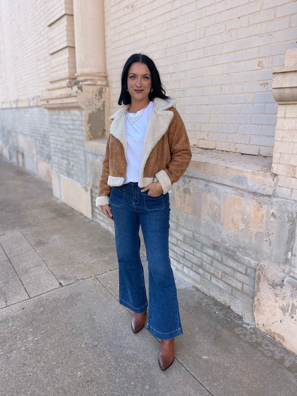 Faux Suede Biker Jacket