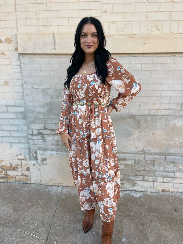 Floral Print Square Neck Maxi Dress