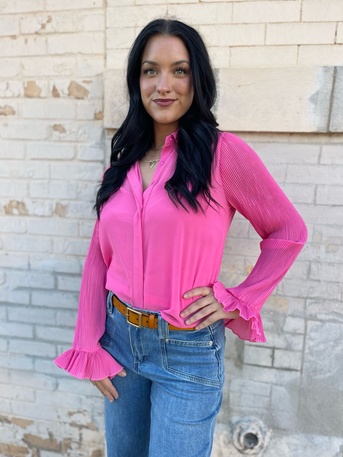 Sheer Double Layer Button Up