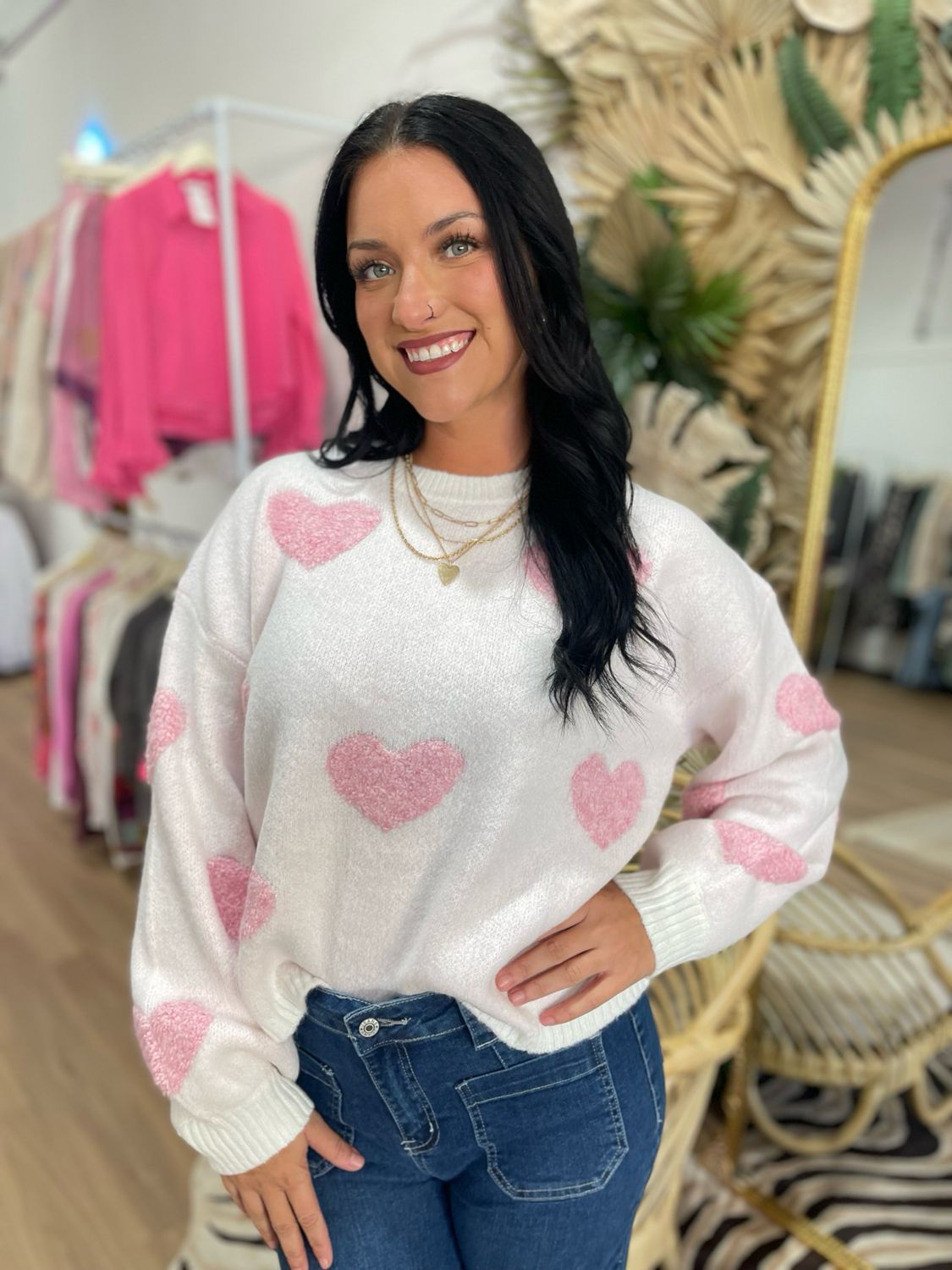 Pink Heart Valentine Sweater