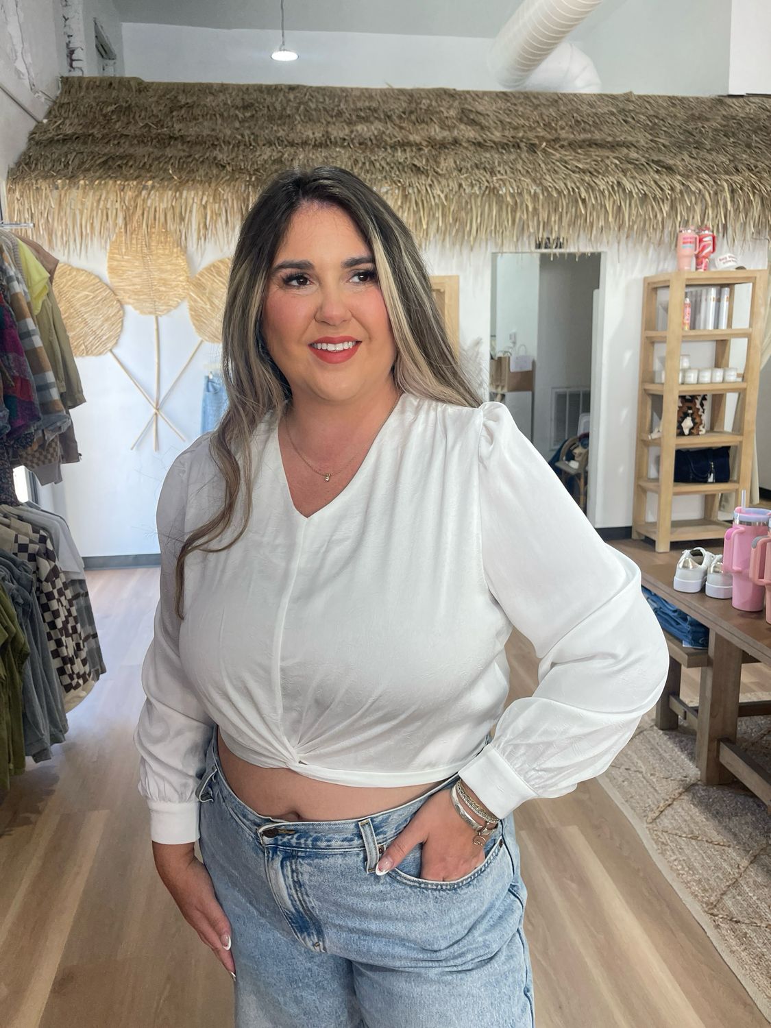 Twist Front Crop Blouse