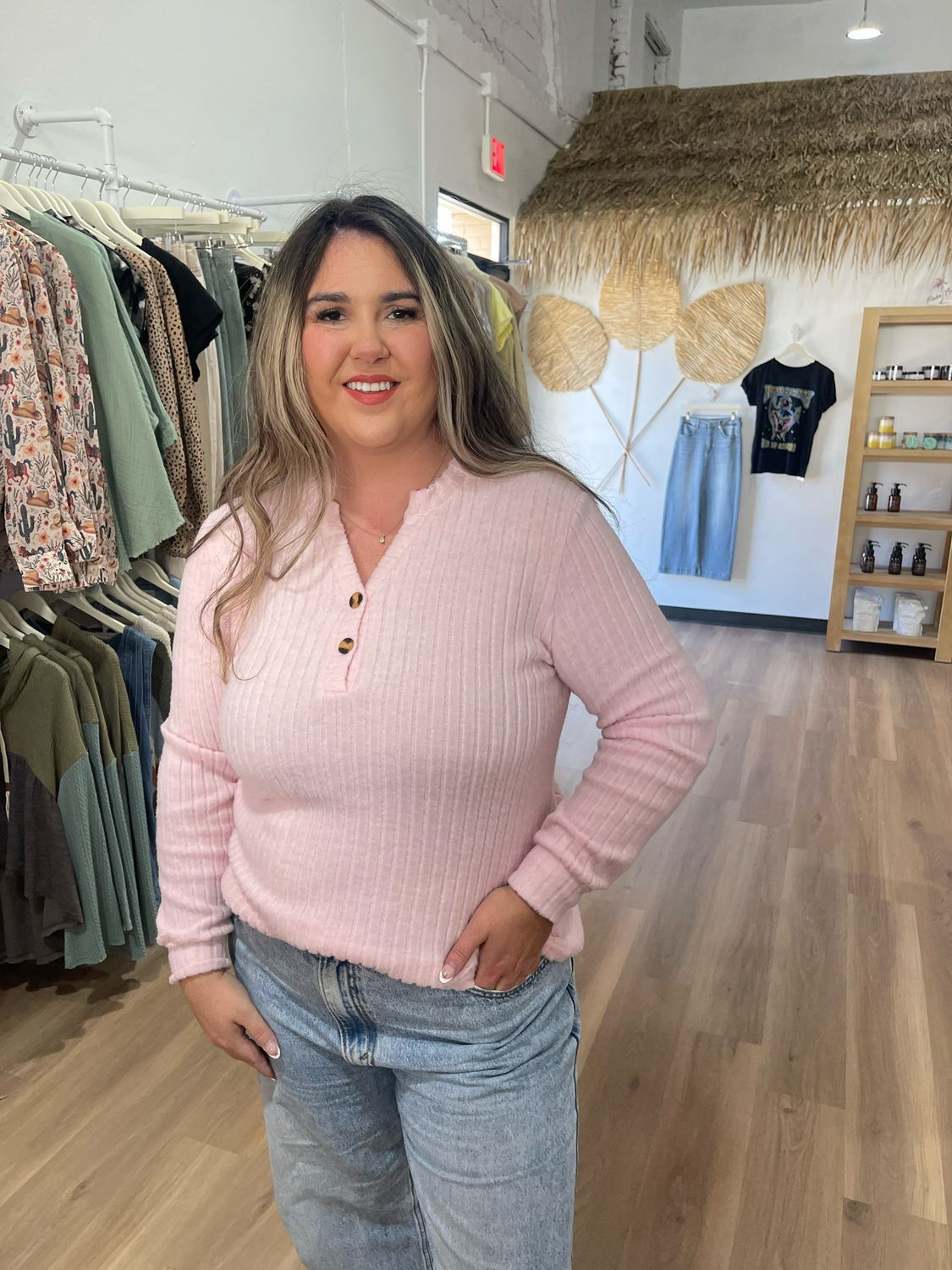 Ribbed Knitted Long Sleeve Top