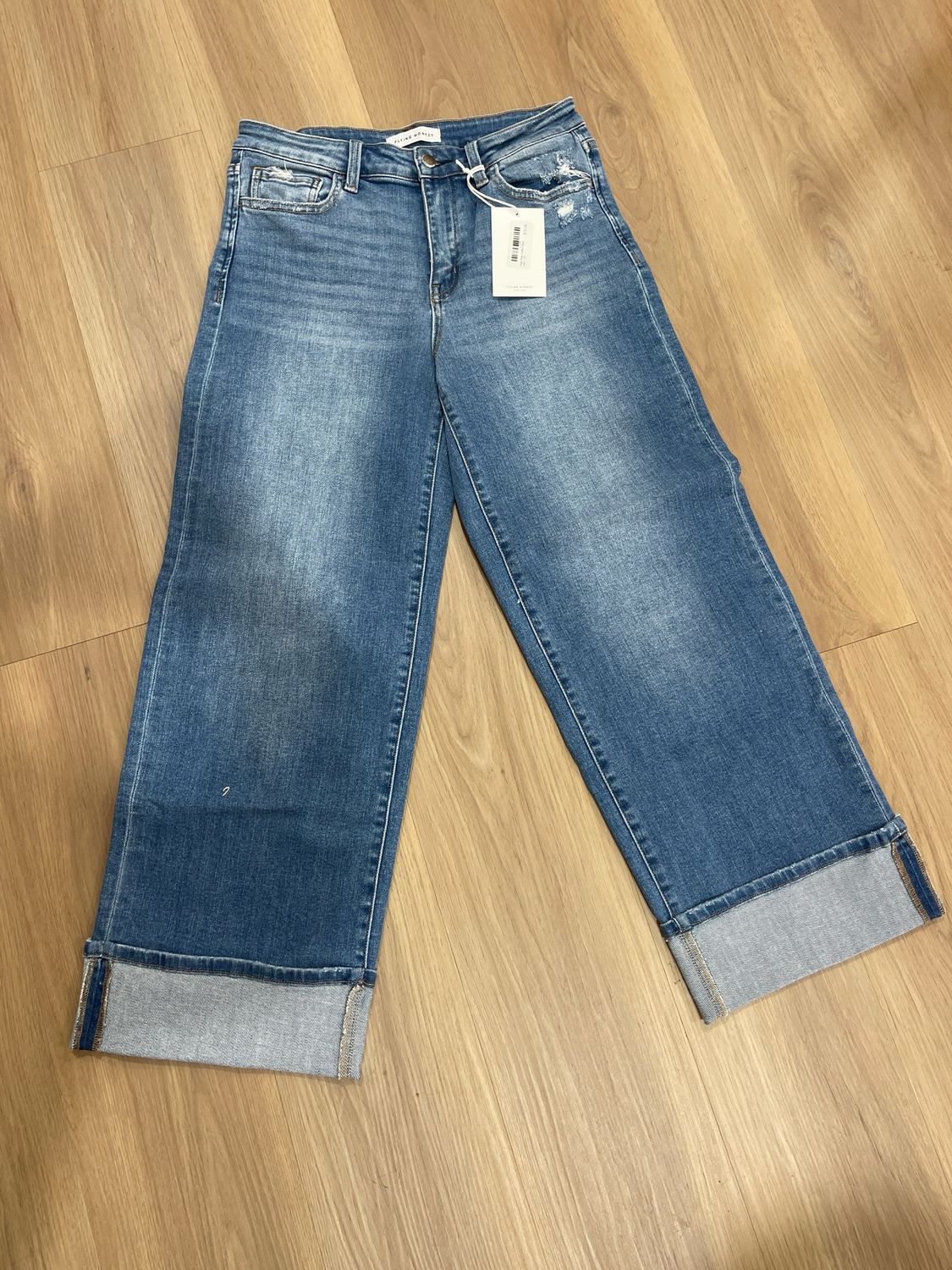 High Rise Cuffed Wide Jean