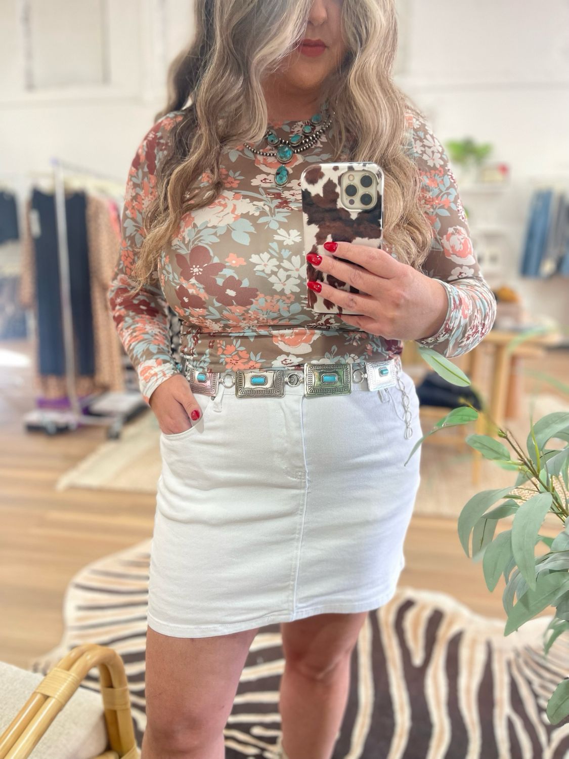 Nova White Denim Skirt