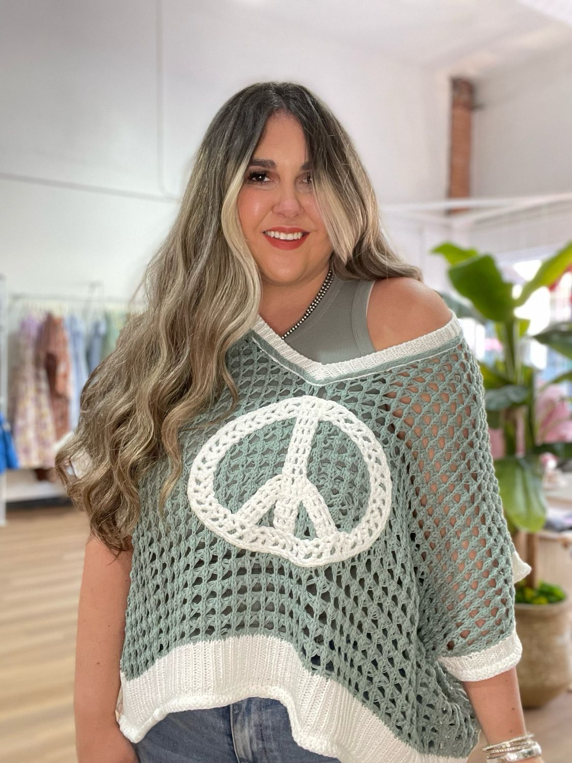 Peace Out Crochet Sweater