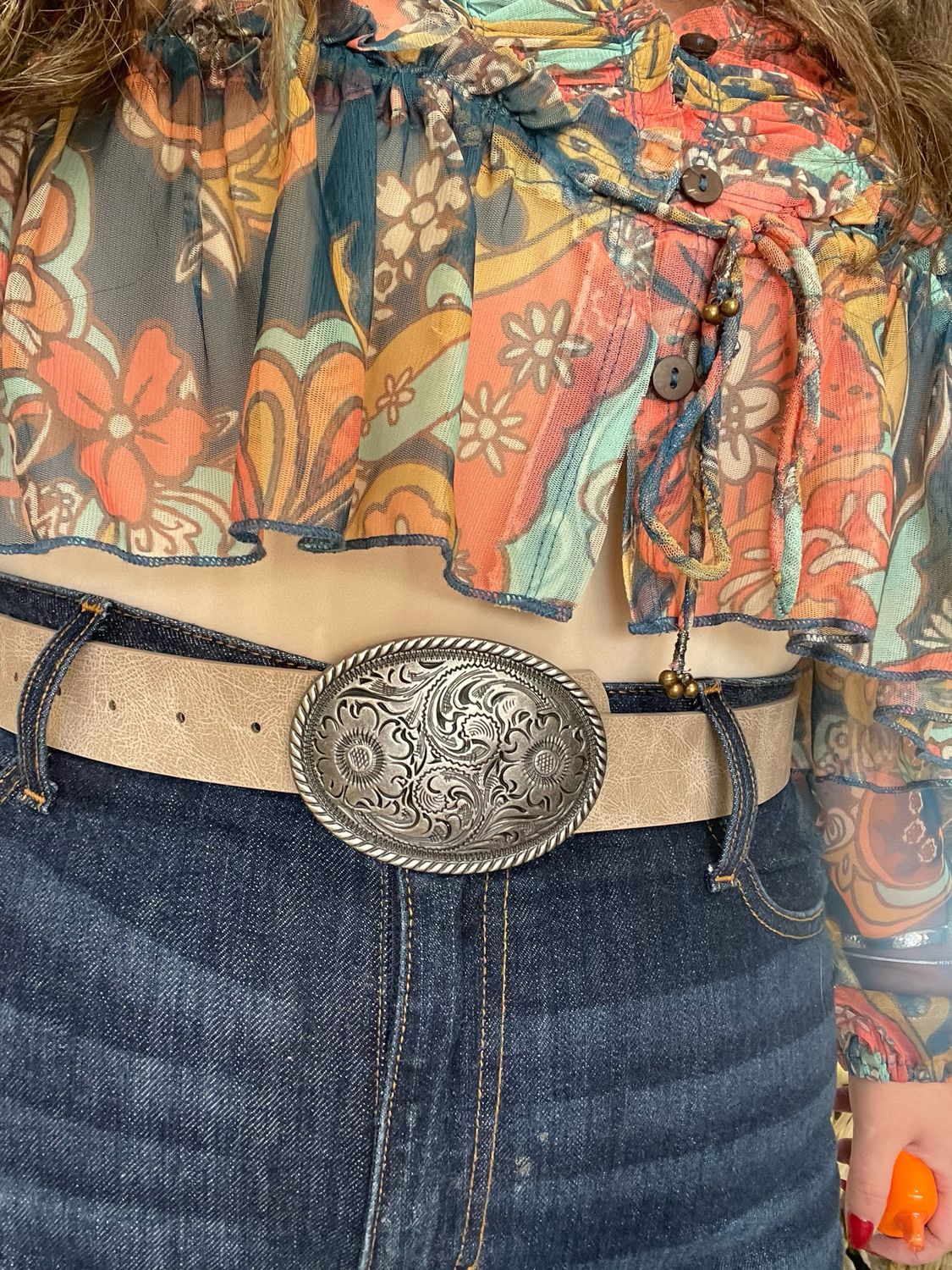 Tooled Buckle Belt