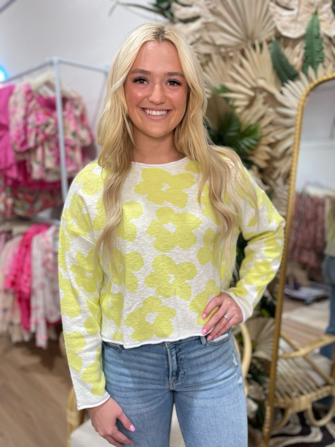 Key Lime Floral Sweater