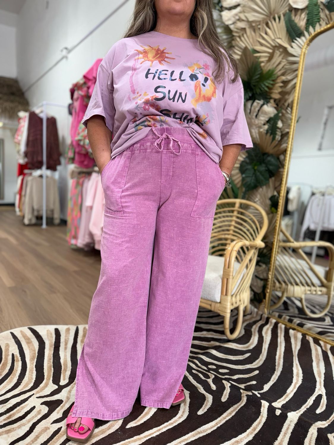 Boho Rose Linen Pants