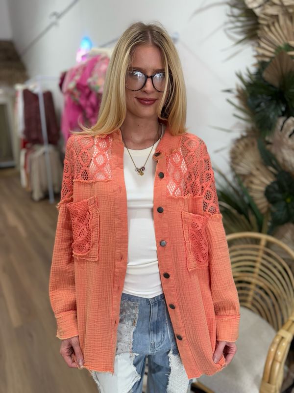 Gauze and Lace Button Up