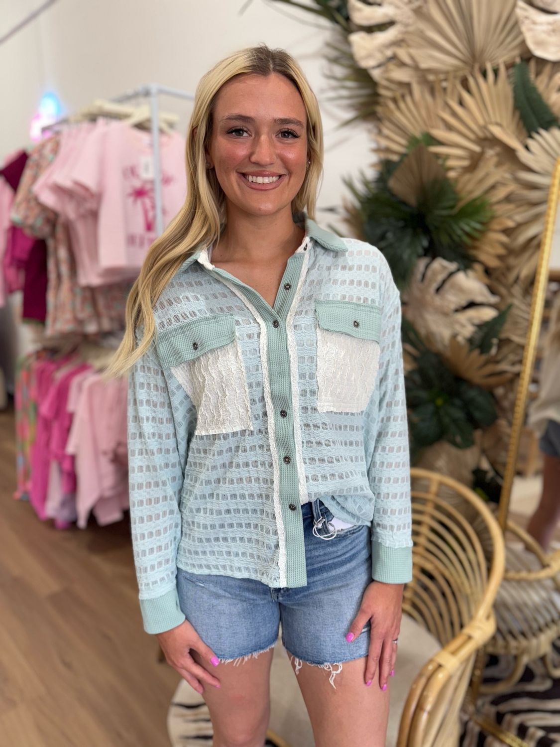 Blue Ice Lace Top