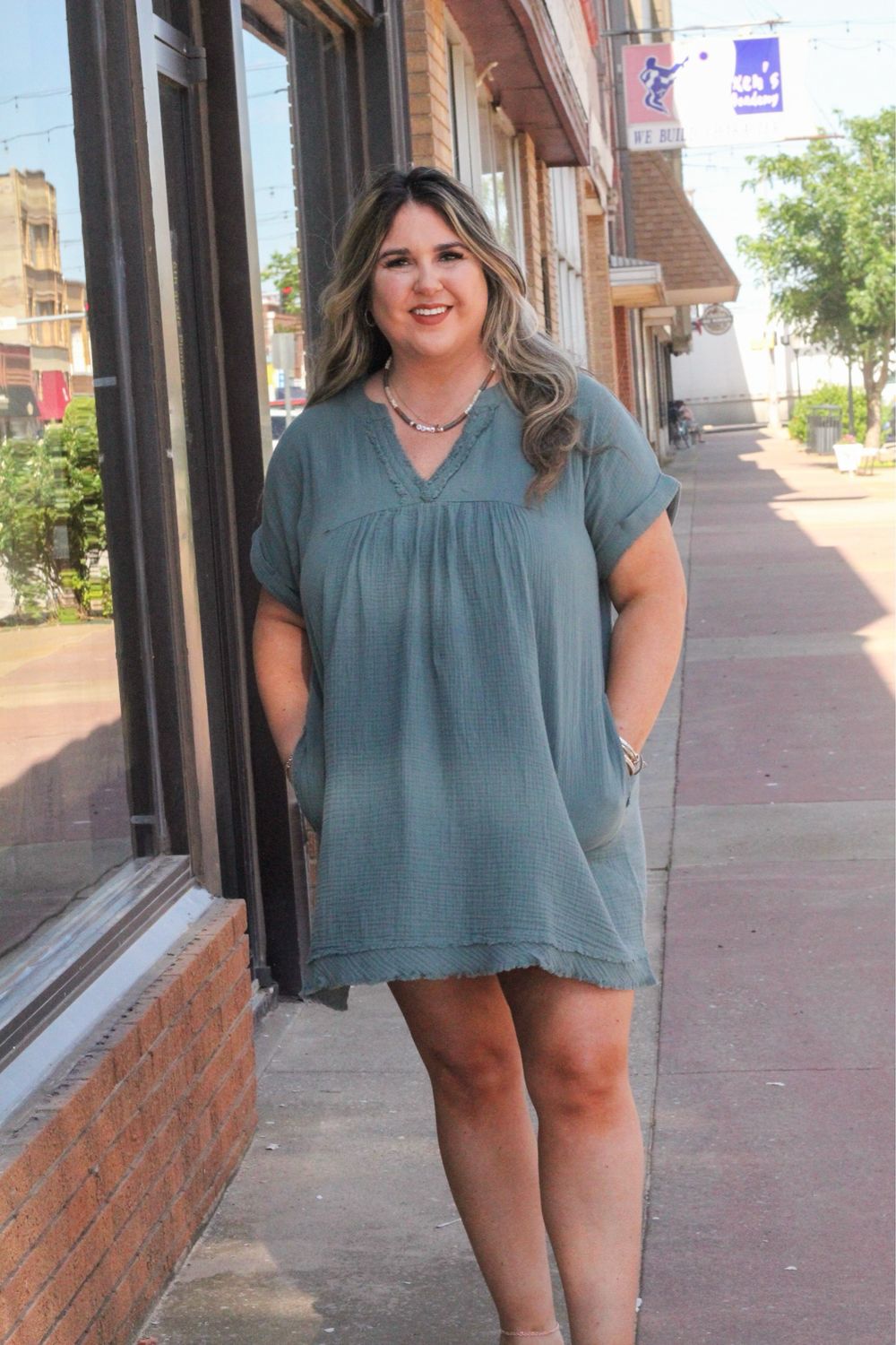 Gauze Raw Edge Dress