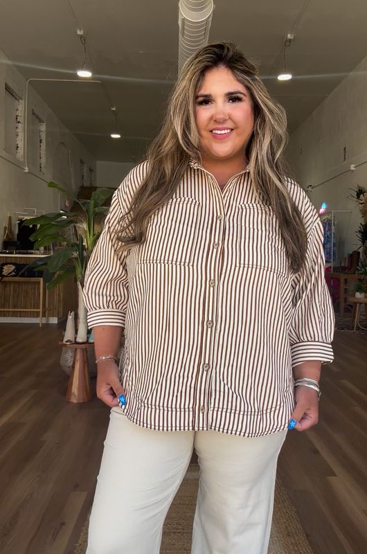 Oversized Stripe Button Up